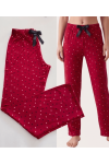 Viskon Kırmızı Yıldız Desenli Kadın Pijama Altı - Ayakta Görünüm | Linay Butik Kadın Ev Giyimi